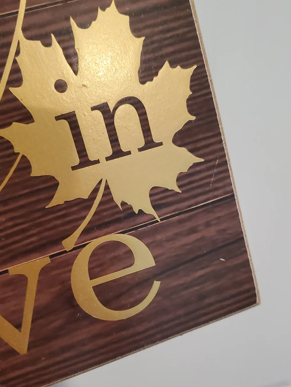 Fall in Love Gold and Brown Wall Sign